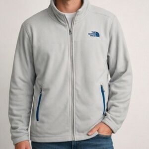 The North Face Fleece Jacket Mens Large Full Zip Long Sleeve Fleece Gray & Blue